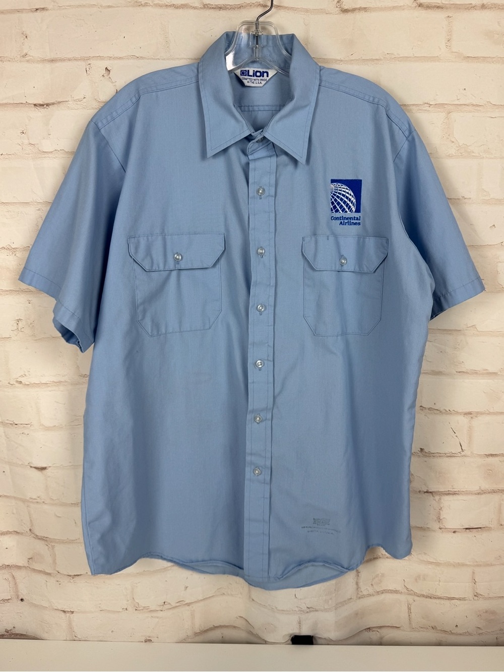Continental Airlines Shirt Mens XL Blue Employee Uniform Shirt Made In USA